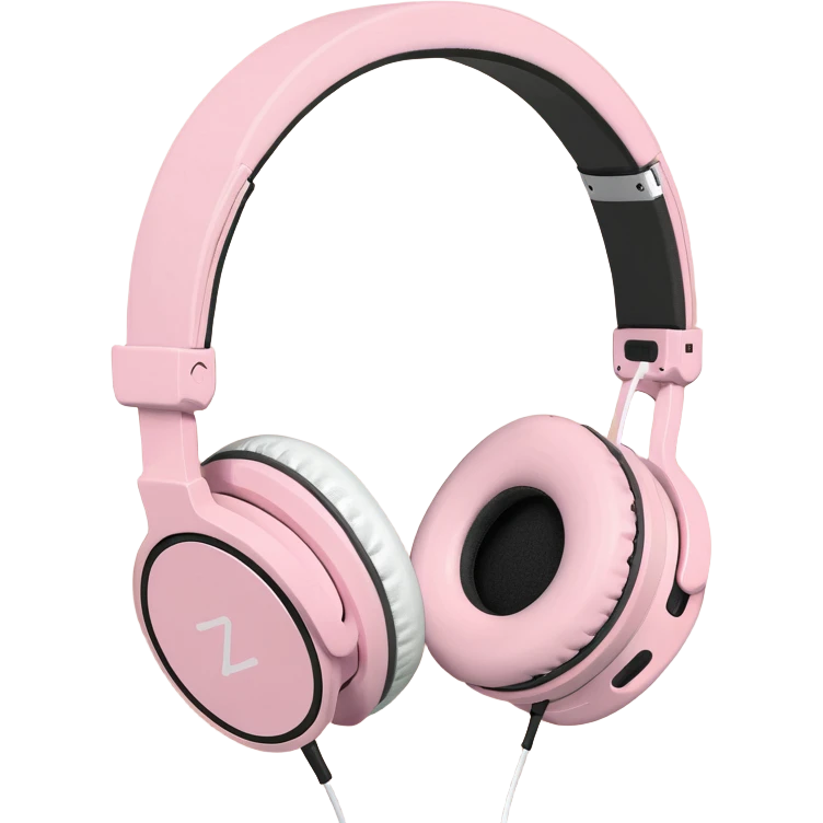Pastel pink headphones with metallic rose gold frame and leather ear cups emoji