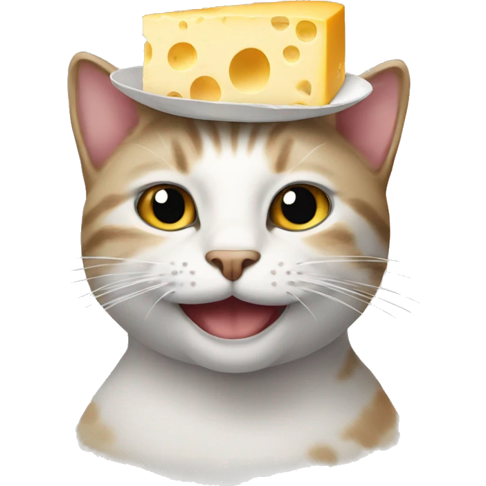 Cat with a cheese as a hat 2.0 emoji