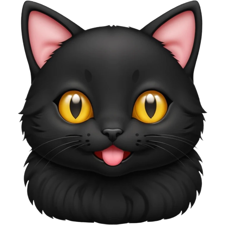black kitten with a lolling tongue and rolling eyes emoji