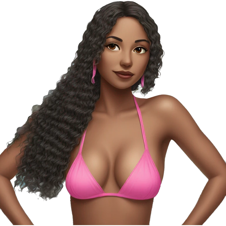 exotic beauty in pink bikini emoji