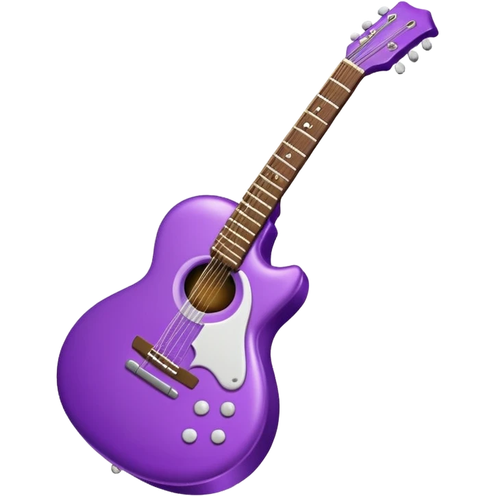 a purple Christmas ornament with a guitar emoji