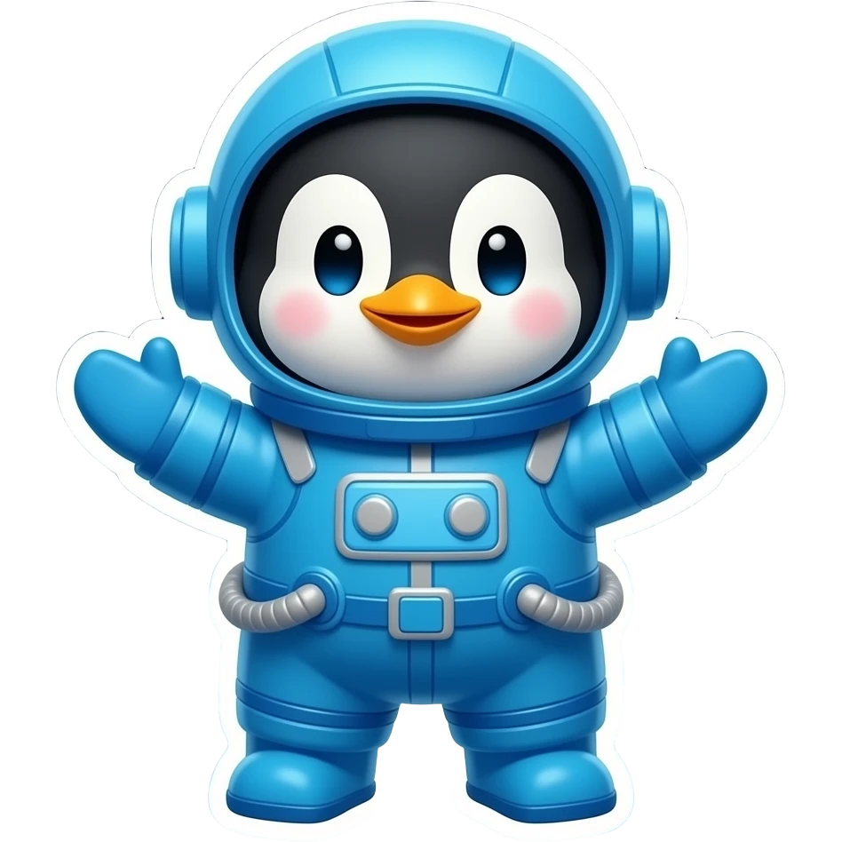 baby penguin in space suit in space emoji