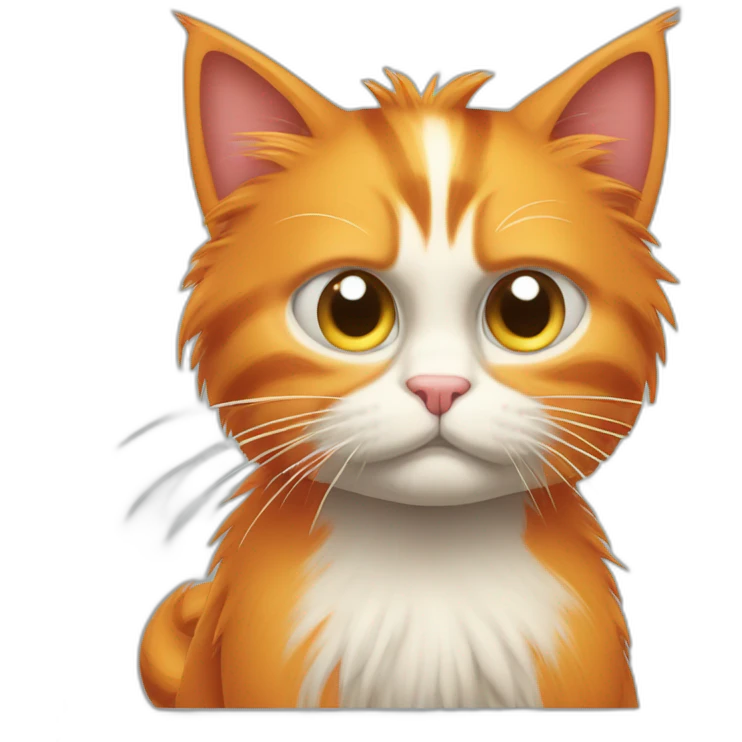 grumpy skinny orange hairy cat with long tail emoji