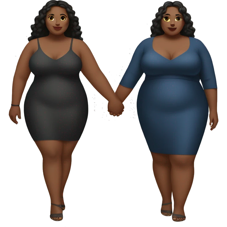 two plus size women holding hands, beautiful, aesthetic  emoji