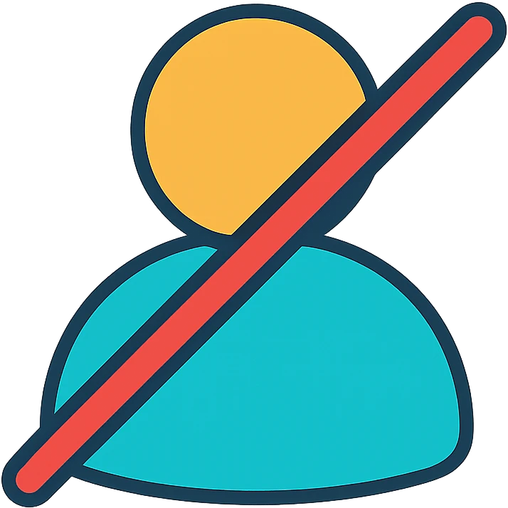 simple silhouette with a slash representing nobody, color outline style emoji