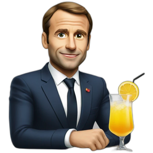 Macron avec un cocktail emoji