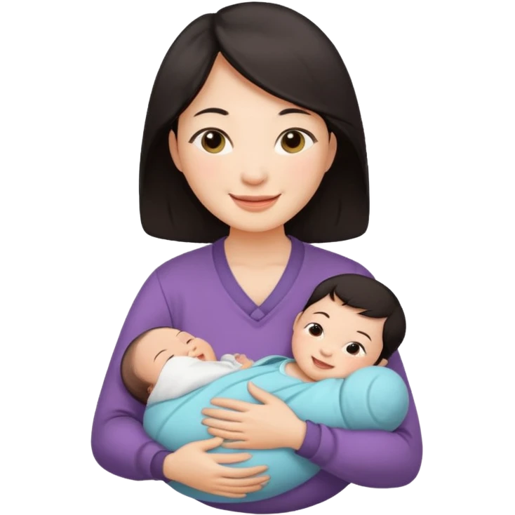 A Chinese mother with 1 newborn. emoji