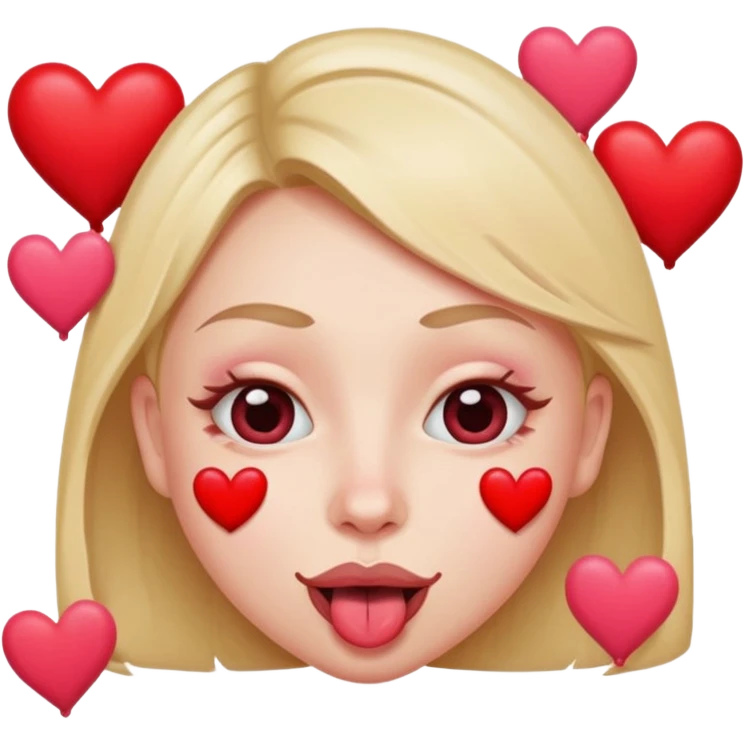 A cross eyed unisex with their tongue out far with Valentine’s Day decor/hearts around eyes facing different directions emoji