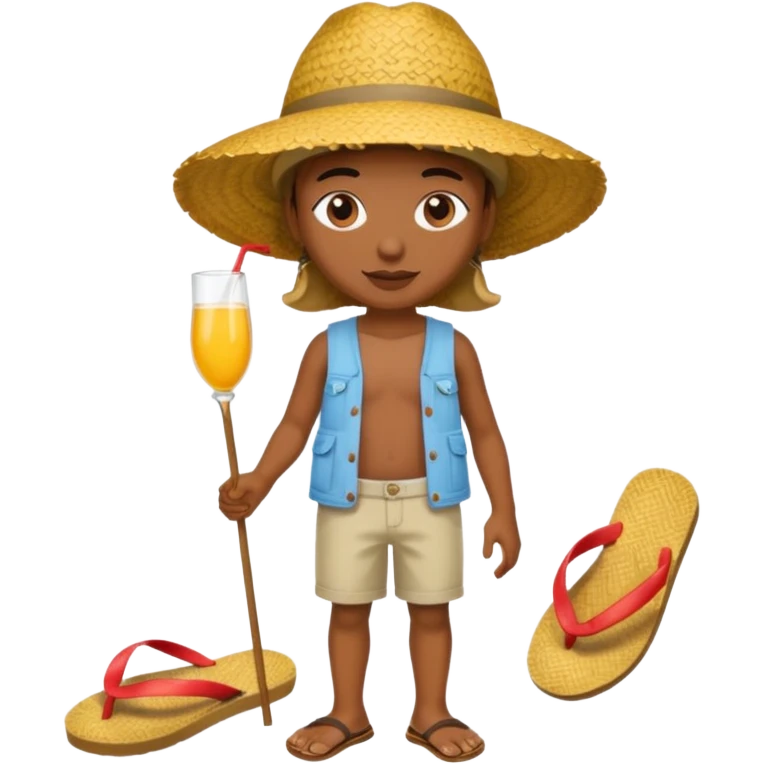 Créole réunionnais chapeau paille tong au pieds  emoji