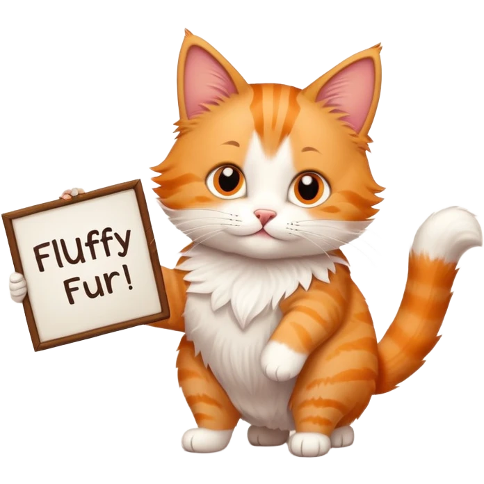 A cat holds the sign with the inscription emoji