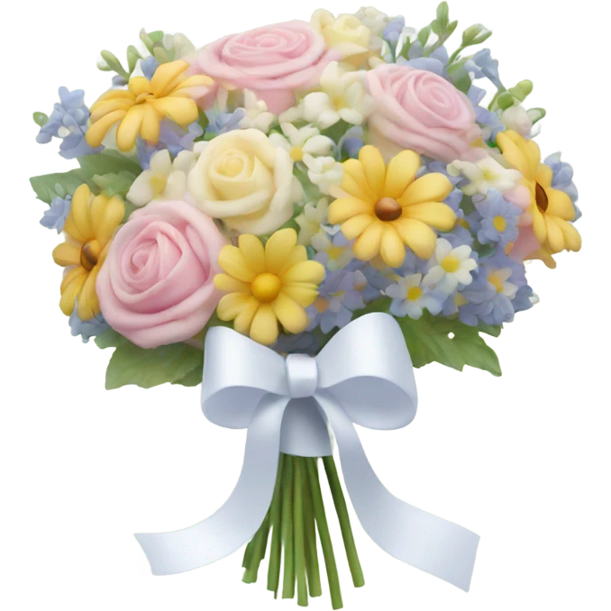 A pastel bouquet of flowers with a thin white ribbon emoji