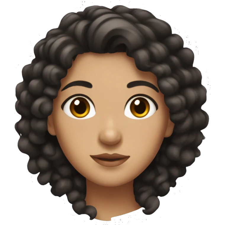Greek woman with black curly hair and brown eyes emoji