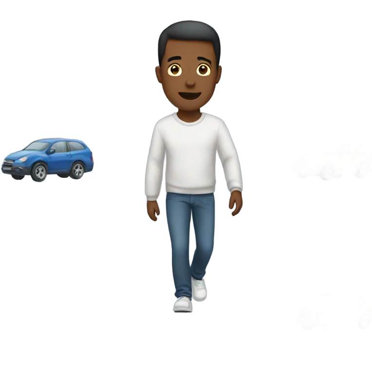 guy walking past moving cars emoji
