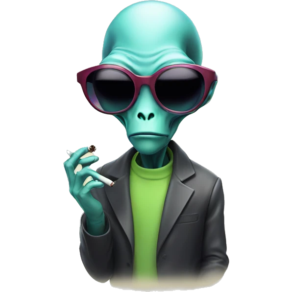 Smoking alien with sunglasses  emoji