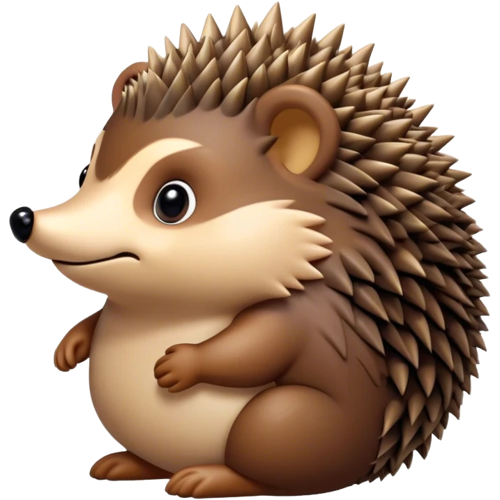 Cinematic Noble Hedgehog Portrait Emoji, Poised and regal, with a compact, spiky build and a rich, earthy Fur of brown spines and a soft underbelly, deep-set soulful beady eyes, Simplified yet sharp and sophisticated features, highly detailed, glowing with a warm, dignified glow, high shine, intelligent and endearing, stylized with an air of woodland charm, focused and attentive, soft glowing outline, capturing the essence of a watchful and confident little hedgehog, so majestic it feels as though it could scurry out of the screen with effortless authority! emoji