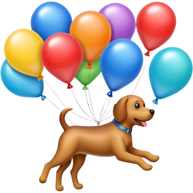 dog shaped flying balloons emoji