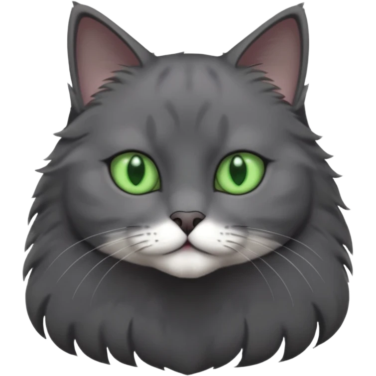 completely solid dark grey cat with green eyes and white paws emoji
