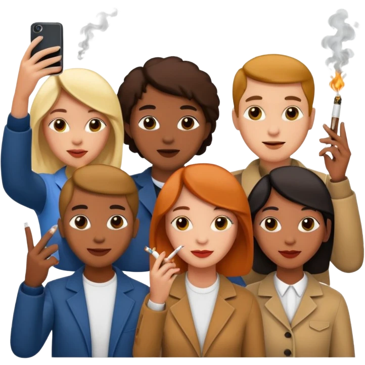420 group of people friends smoking selfie emoji