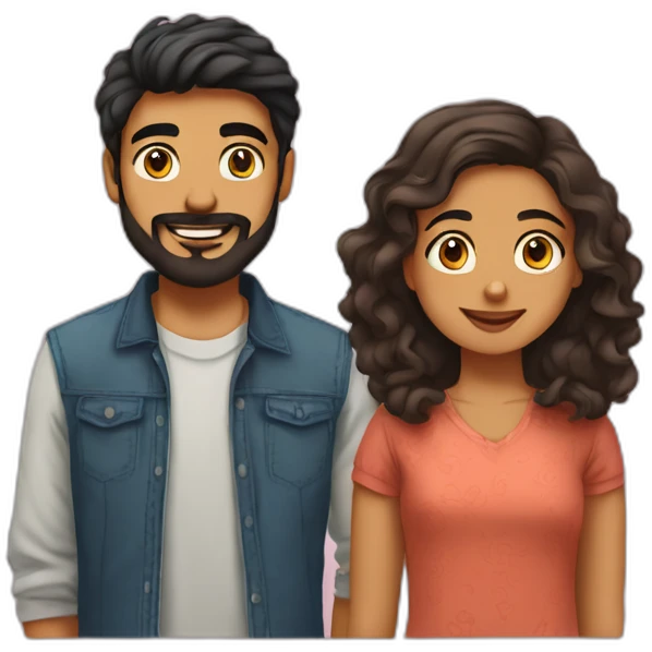 indian gujarati 21 year old brother with a beard and teenager sister with wavy hair emoji