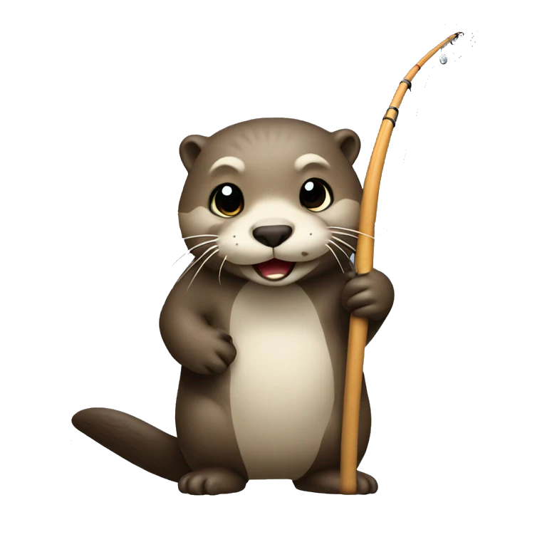 An otter with a fishing pole emoji