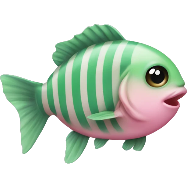 Baby fish wearing pink and green stripe sweater emoji