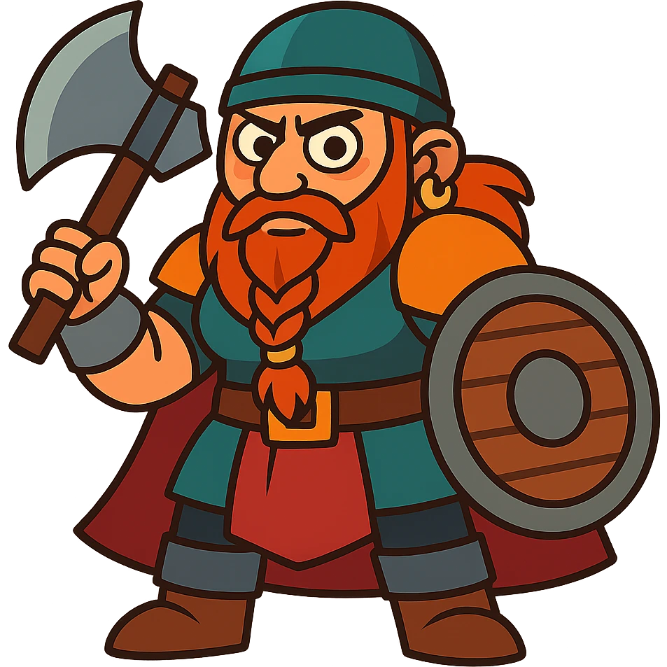 vibrant toon style bearded female dwarf from DnD emoji