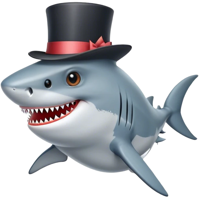 Shark with a top hat emoji
