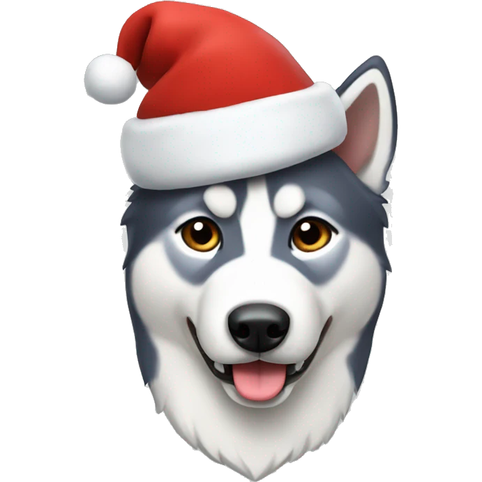 husky wearing a santa hat emoji