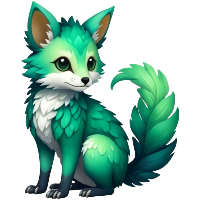 Epic Feral Rare Fantasy shiny cool fluffy Vernid-Trico-species-hybrid-animal by LiLaiRa, gradient markings, full body emoji