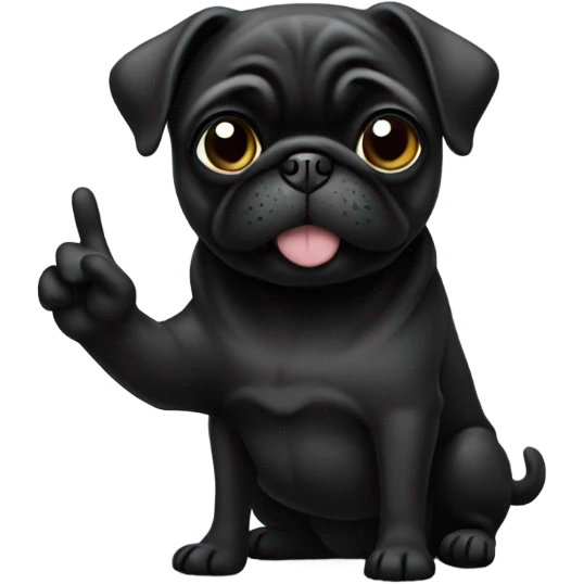 Black pug giving peace sign emoji