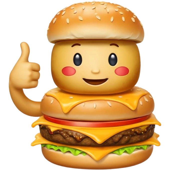 Thumbs up with the cheeseburger on it emoji