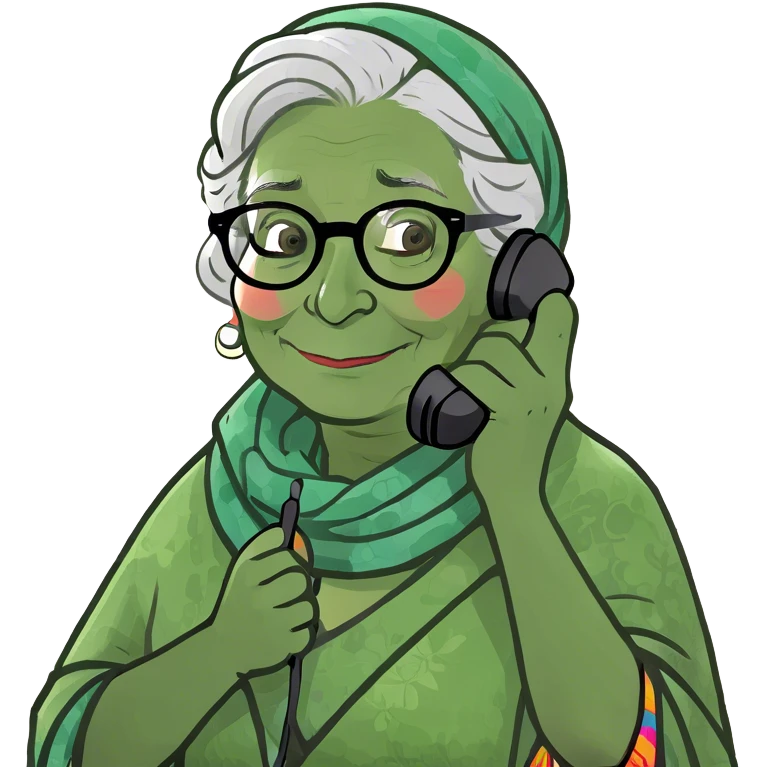 Grandma talking onbthe phone emoji