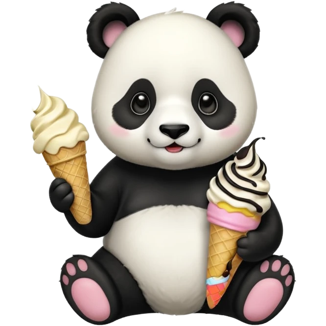 Panda eating ice cream emoji