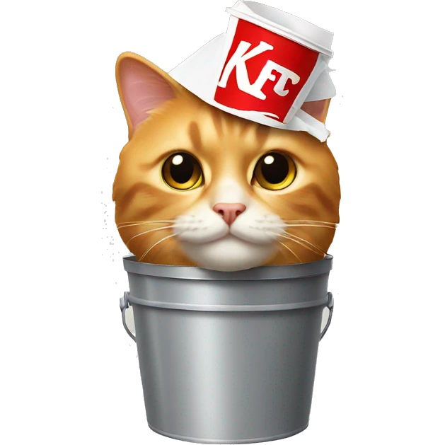 cat with KFC bucket on its head emoji