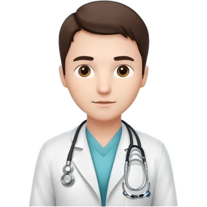 medico con estetoscopio y bata en la consulta de un hospital emoji