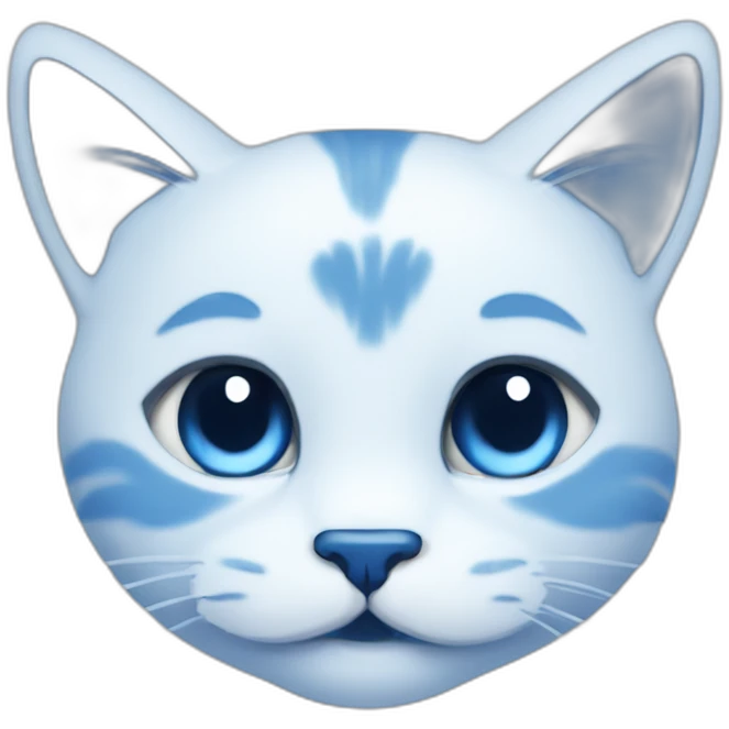 Blue simplistic sketch of a cute cat face emoji
