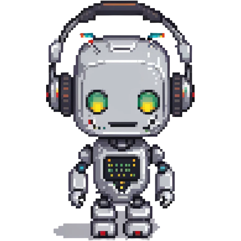 Cute little robot with headphones on his head emoji