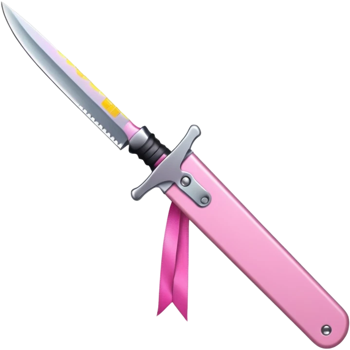 Make a knife with pink colour and pink ribbons  emoji