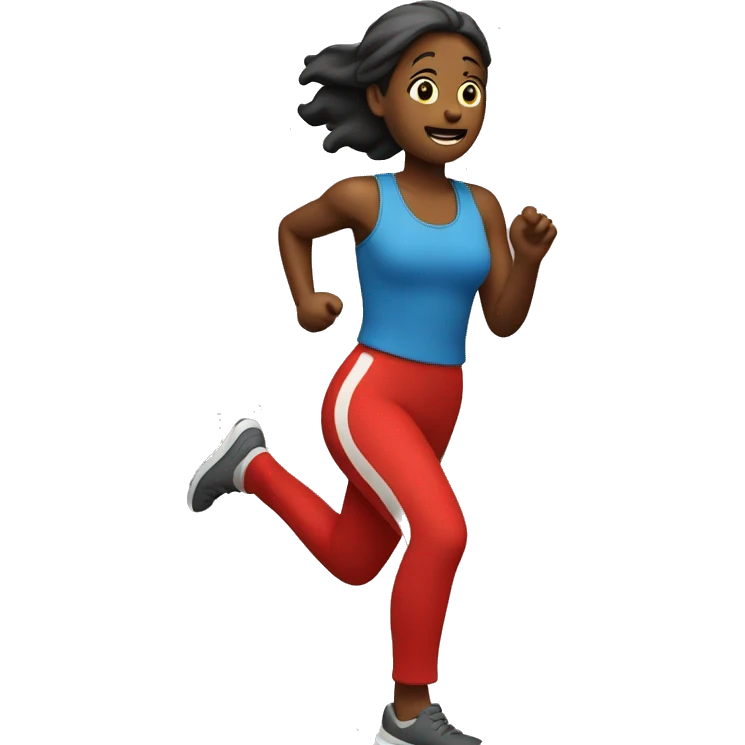 woman running with red trail behind emoji