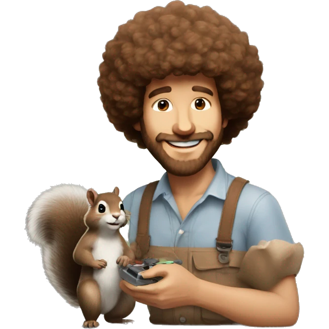 bob ross painting a picture with his pet squirrel emoji