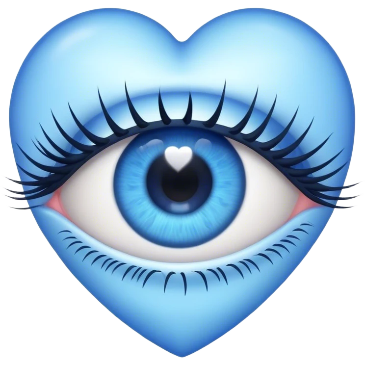Eye with eyelashes inside blue heart emoji
