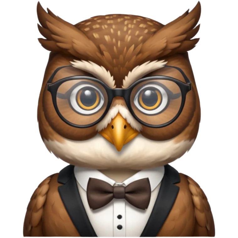 owl wearing bow tie with glasses emoji