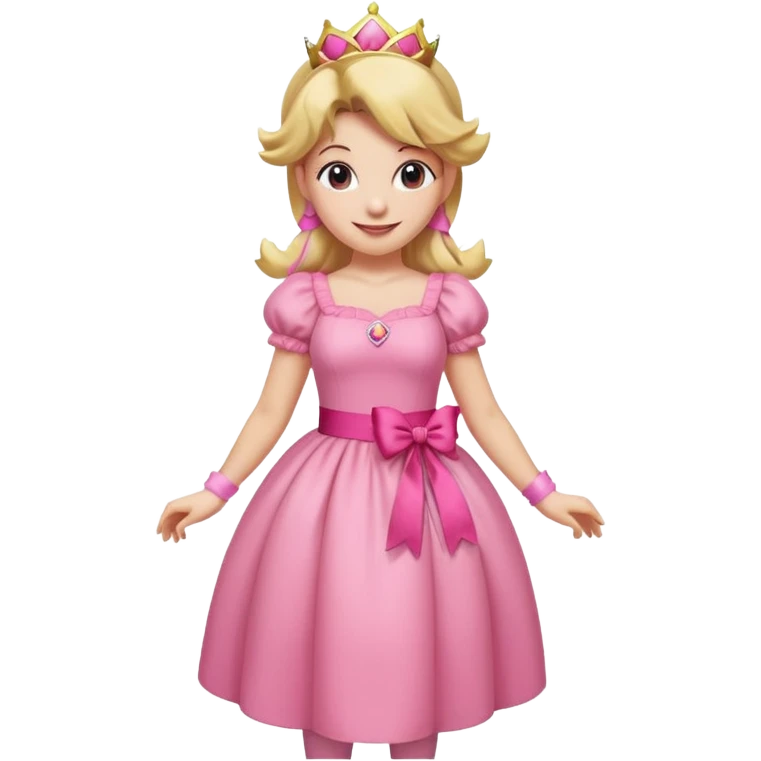 Princess peach full body with a pink ribbon tied to her hair emoji