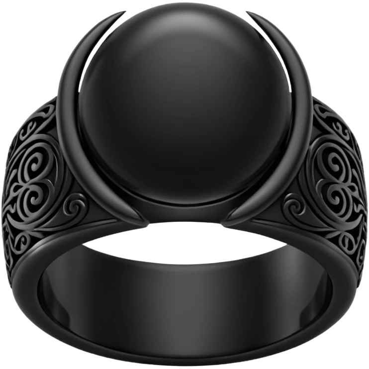 iOS emoji, minimal dark fantasy ring, black metal, flat emoji