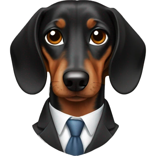 Black and brown Dachshund dog in suit emoji