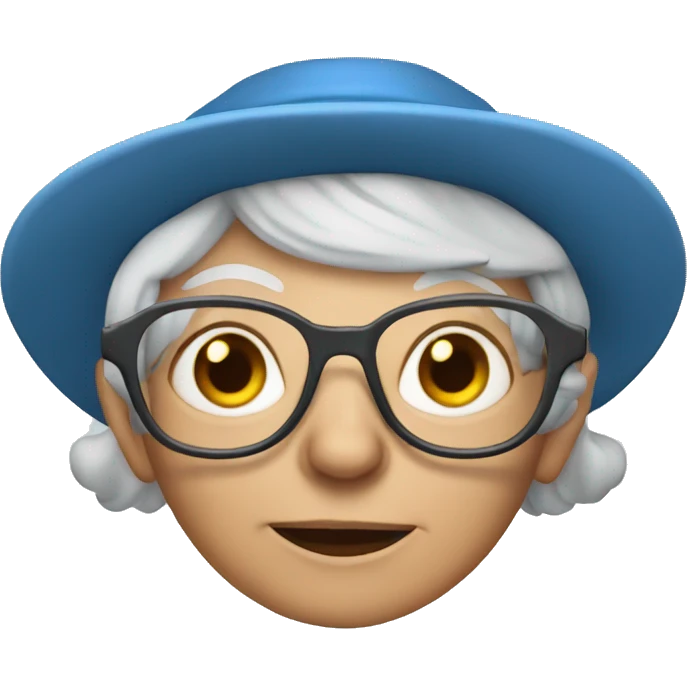 smart granny witch with glasses and blue hat  emoji
