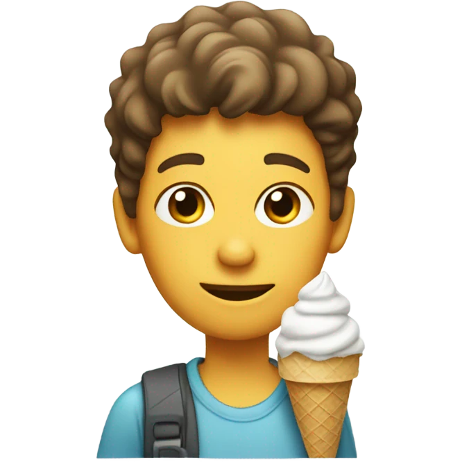 A boy with a cone of ice cream  emoji