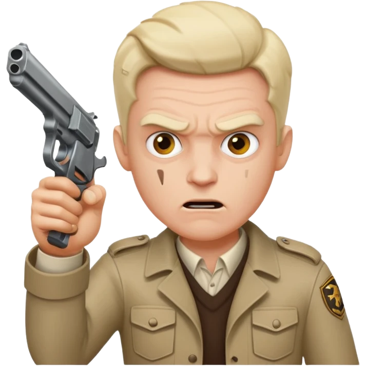 black crazy mad man with gun pointing it  emoji