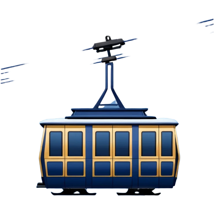 create a cablecar emoji in winter. make it navy dark blue. no yellow. and add the words in white: Lenk  emoji