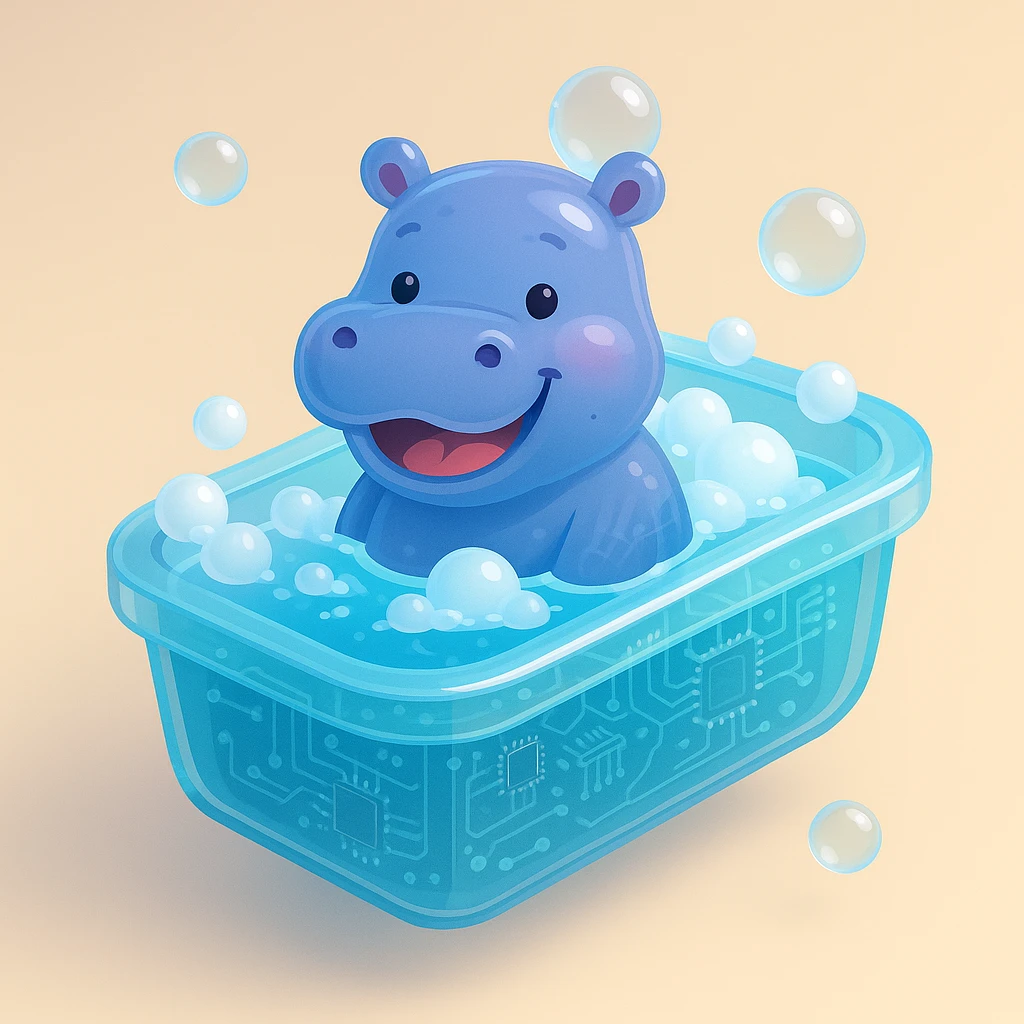 happy hippo with bubbles in bathtub emoji